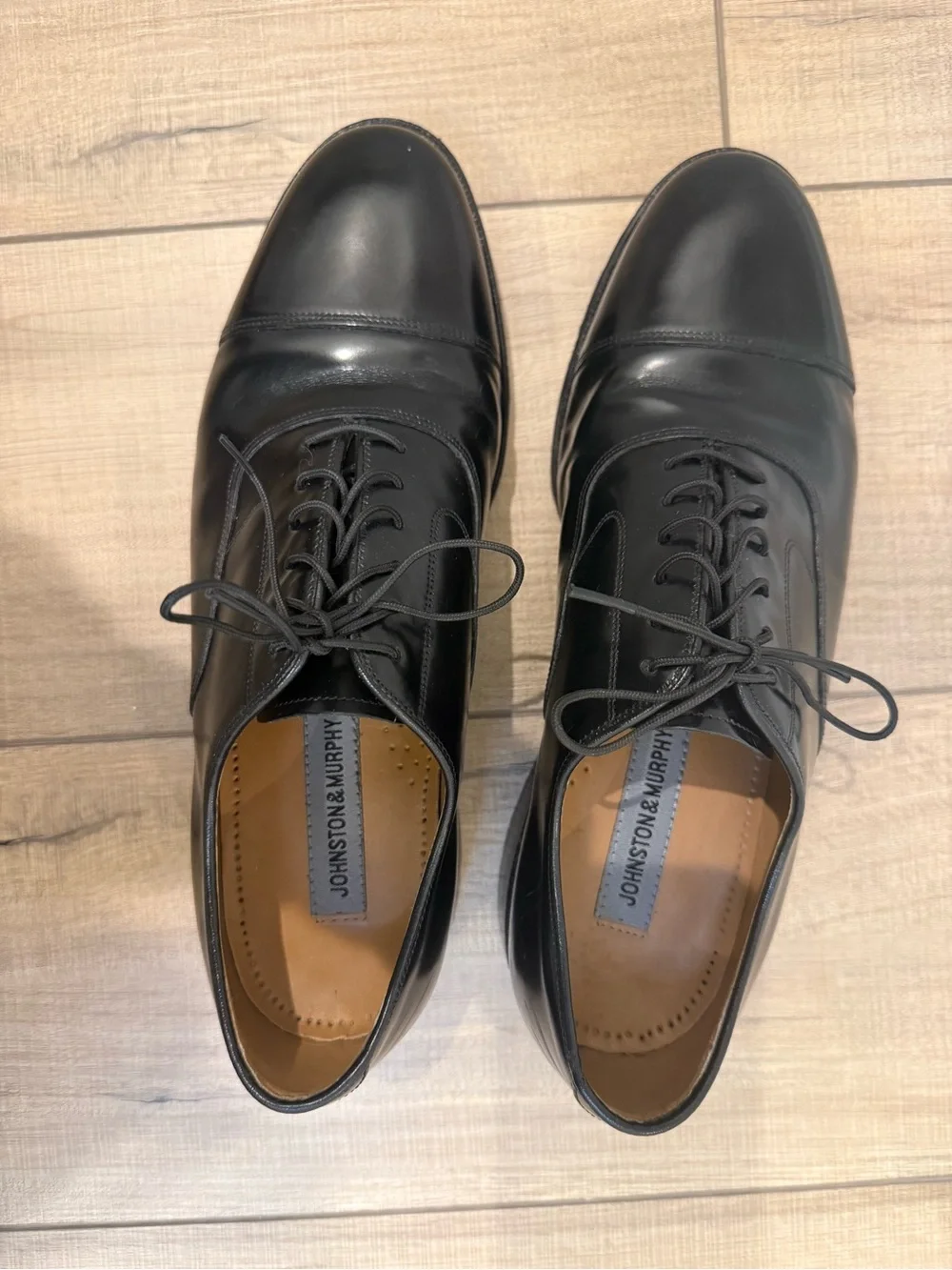 Johnston & Murphy Black Cap-Toe Oxford Dress Shoes